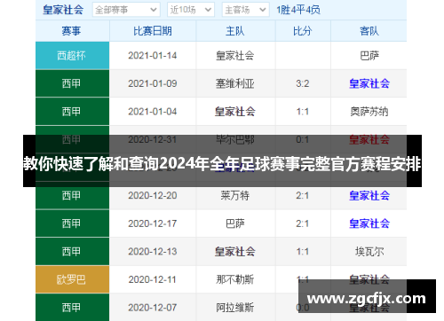 教你快速了解和查询2024年全年足球赛事完整官方赛程安排